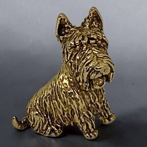 Adorable Gold Tone Scottish Terrier Figural Brooch/Pin